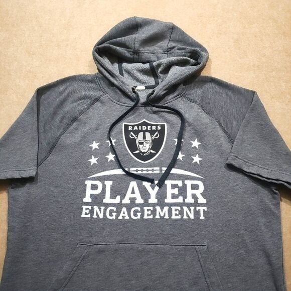 Raiders Gray Fleece Pullover Short Sleeve Hoodie Mens #C - Picture 1 of 6